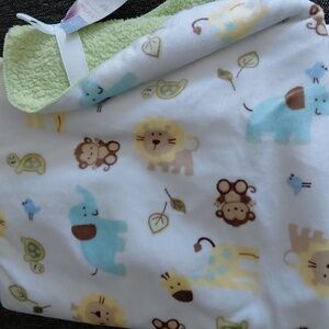 Just Born Safari Baby Blanket - Green and White